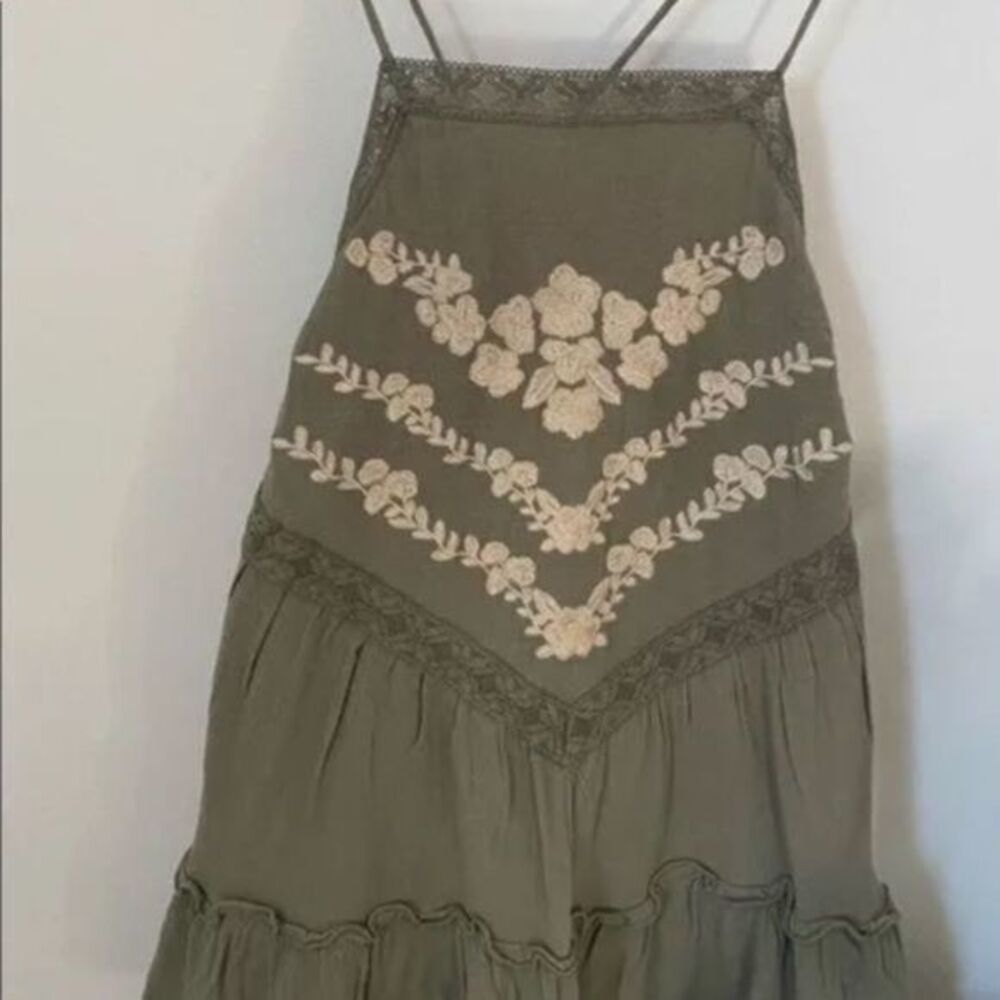 Crochet Halter Tie Back Floral Boho Top Medium